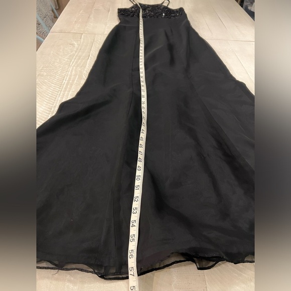 Women’s vintage Y2K Halter Empire Whimsy Goth Black Sequin Gown sz 3/4 USA Made - Picture 5 of 11